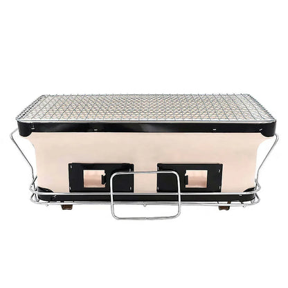 Portable Hibachi Tabletop Grill Dual Charcoal BBQ Chambers - Mekamart Australia