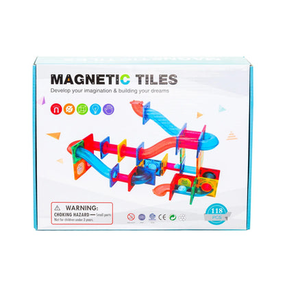 118 Pcs non-toxic STEM Educational, Durable Magnetic Tiles/Puzzle with Storage Bag - Mekamart Australia