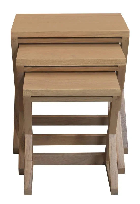 Manhattan Solid Mindi Timber Nest of Tables - Set of 3 (Natural) - Mekamart Australia