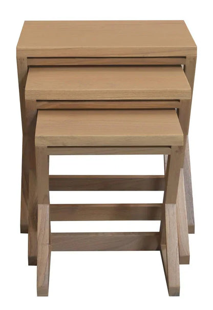 Manhattan Solid Mindi Timber Nest of Tables - Set of 3 (Natural) - Mekamart Australia