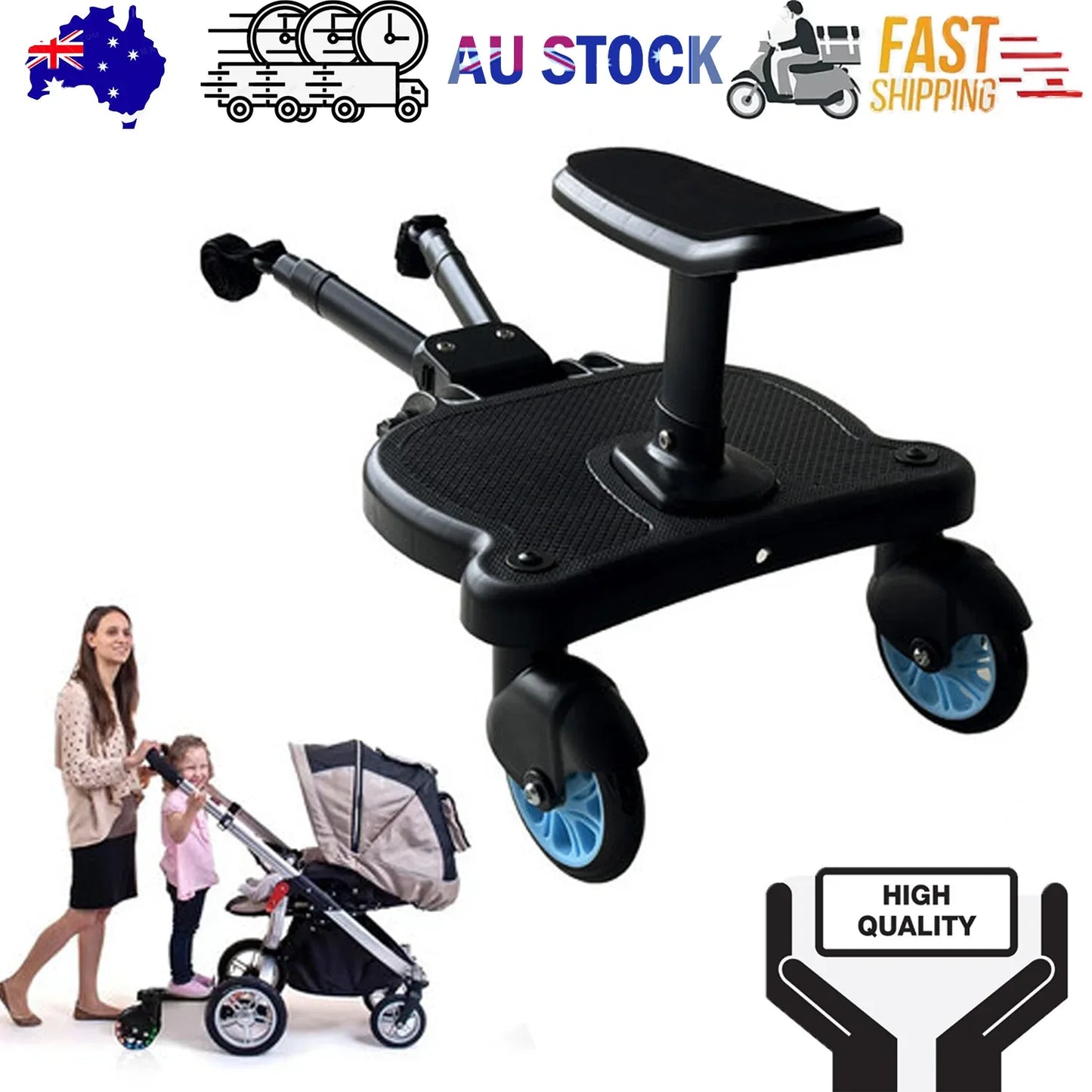 Baby Jogger Glider Board 2 in 1 Kid Stroller Board with Dismountable Seat AU blue wheel - Mekamart Australia