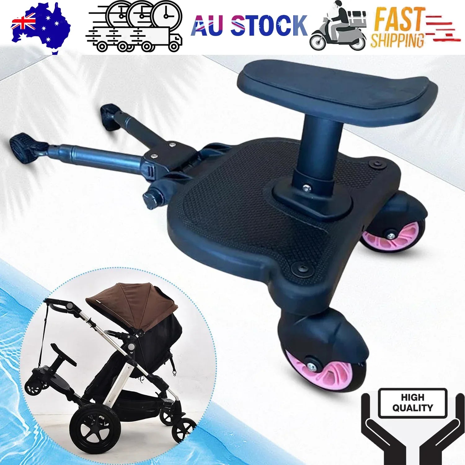 Baby Jogger Glider Board 2 in 1 Kid Stroller Board with Dismountable Seat AU pink wheel - Mekamart Australia