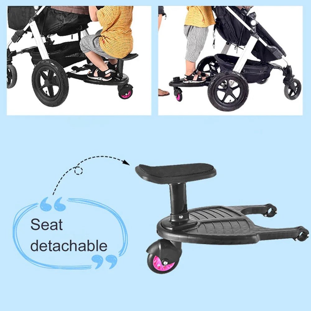 Stroller Step Board Toddler Buggys Wheel Standing Board Skateboard For Pram Kids Pink - Mekamart Australia