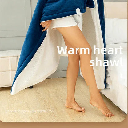 Double-side Flannel Heated Electric Throw Blanket Fast Heating Warm Washable Blue - Mekamart Australia