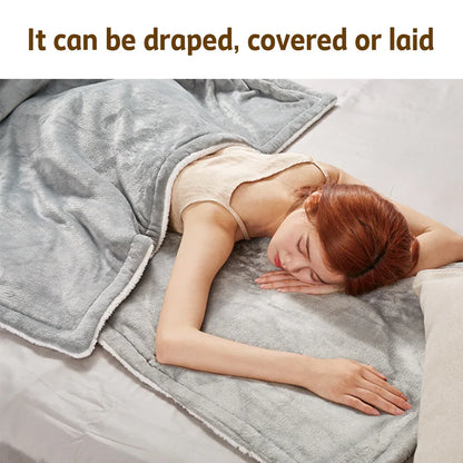 Double-side Flannel Heated Electric Throw Blanket Fast Heating Warm Washable gray - Mekamart Australia