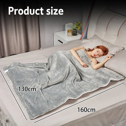 Double-side Flannel Heated Electric Throw Blanket Fast Heating Warm Washable gray - Mekamart Australia