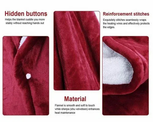 Double-side Flannel Heated Electric Throw Blanket Fast Heating Warm Washable red - Mekamart Australia
