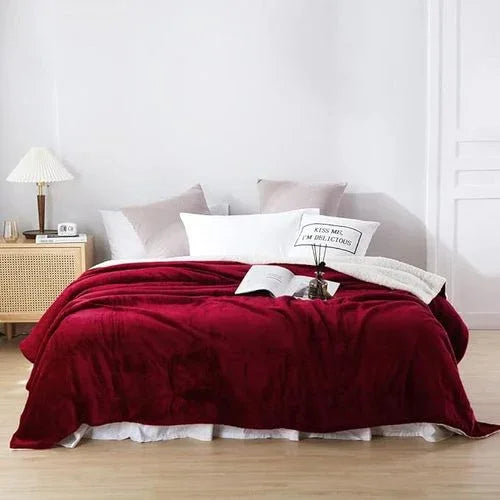 Double-side Flannel Heated Electric Throw Blanket Fast Heating Warm Washable red - Mekamart Australia