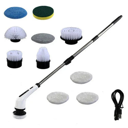 9in1 Electric Spin Scrubber Turbo Scrub Cleaning Brush Cordless Chargeable Tool - Mekamart Australia