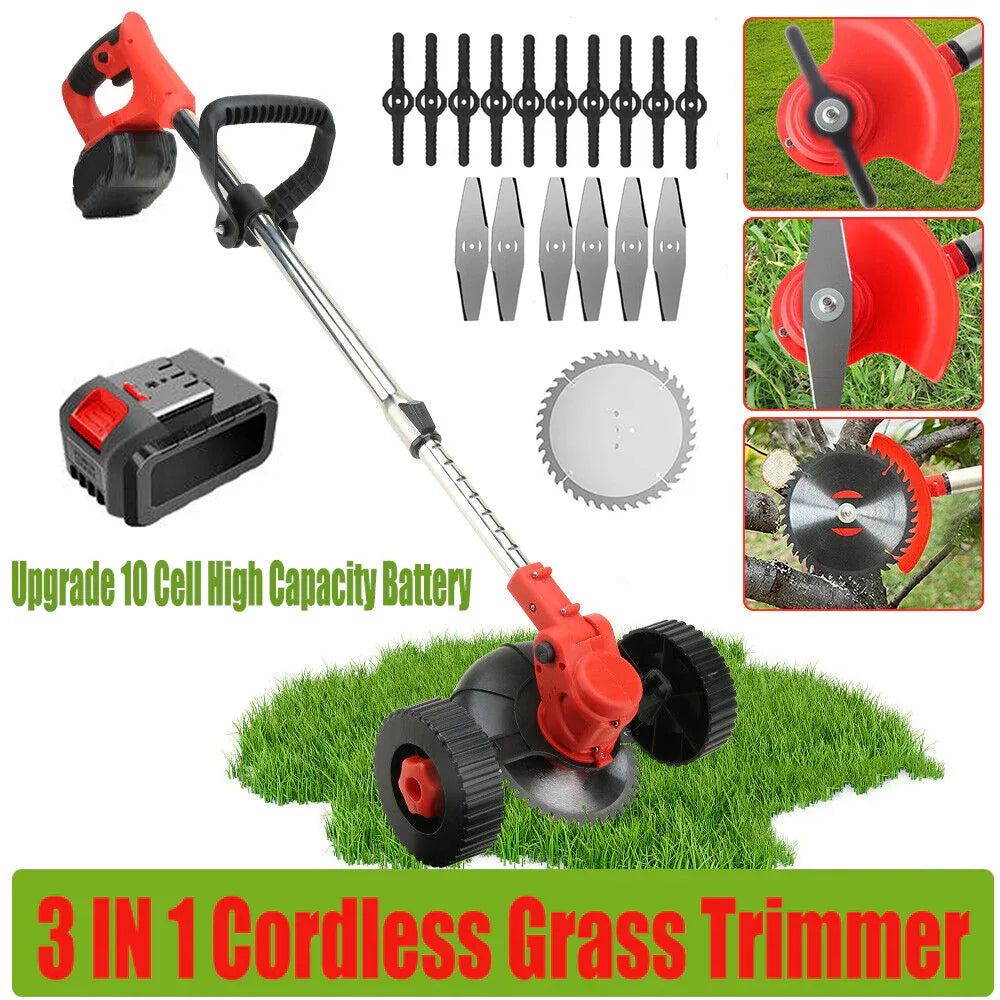 3in1 Cordless Grass Trimmer Grass Lawn Brush Cutter Whipper Snipper with 2 Battery - Mekamart Australia