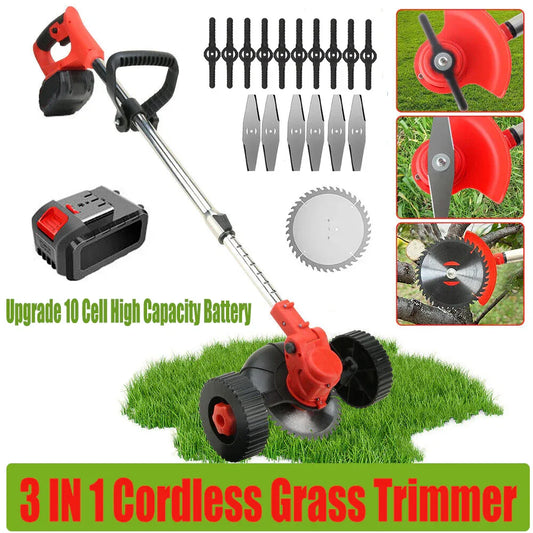 3in1 Cordless Grass Trimmer Grass Lawn Brush Cutter Whipper Snipper with 2 Battery - Mekamart Australia