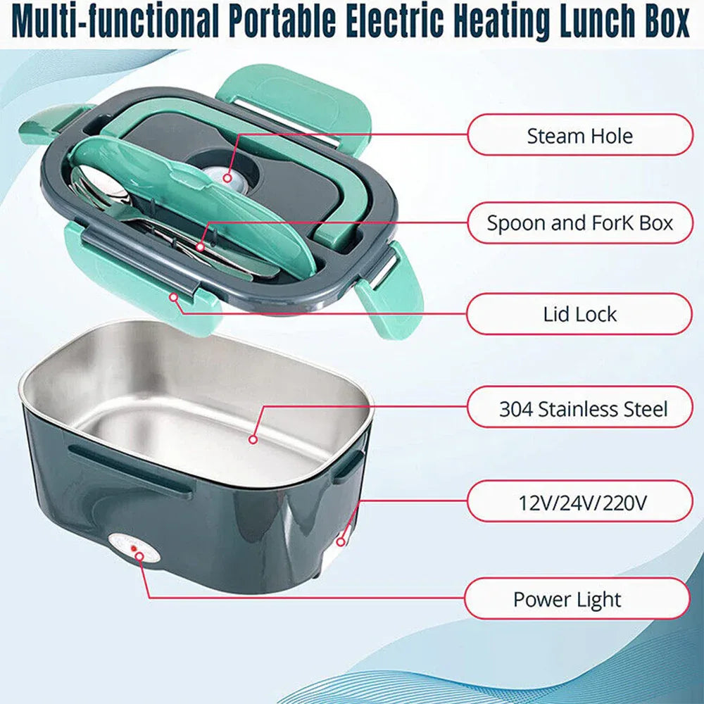 Electric Lunch Box Food Warmer Portable Leakproof Food Heater Car Home Picnic - Mekamart Australia