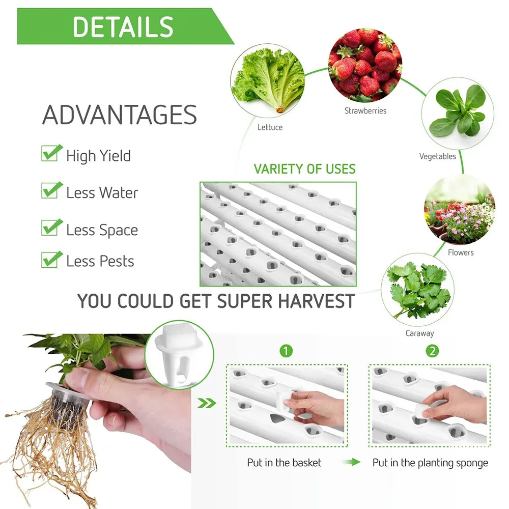 36 Sites Hydroponic Grow Tool Kits Vegetable Garden System 220V Water Pump - Mekamart Australia