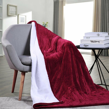 Double-side Flannel Heated Electric Throw Rug Blanket Fast Heating Warm Washable RED - Mekamart Australia