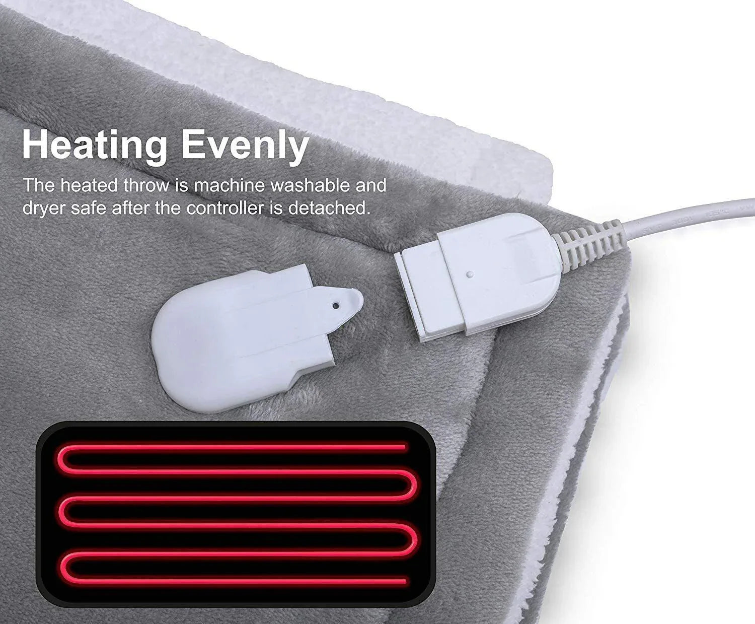 Double-side Flannel Heated Electric Throw Rug Blanket Fast Heating Warm Washable RED - Mekamart Australia