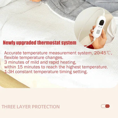Double-side Flannel Heated Electric Throw Rug Blanket Fast Heating Warm Washable RED - Mekamart Australia