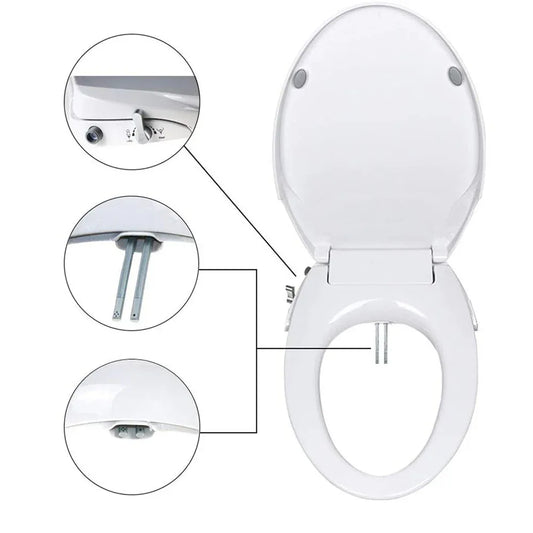 Non Electric Bidet Toilet Seat O Cover Bathroom Dual Nozzle Spray Water Wash - Mekamart Australia