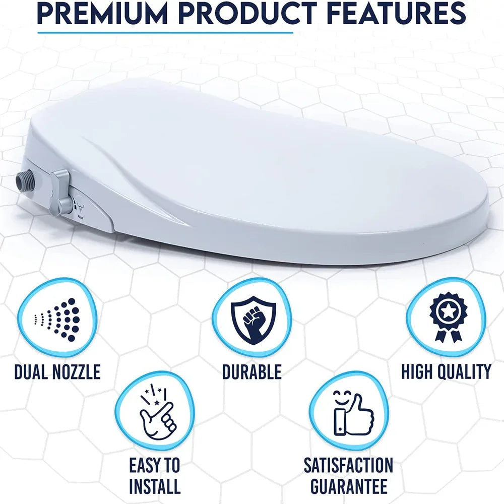 Non Electric Bidet Toilet Seat D Cover Bathroom Dual Nozzle Spray Water Wash - Mekamart Australia