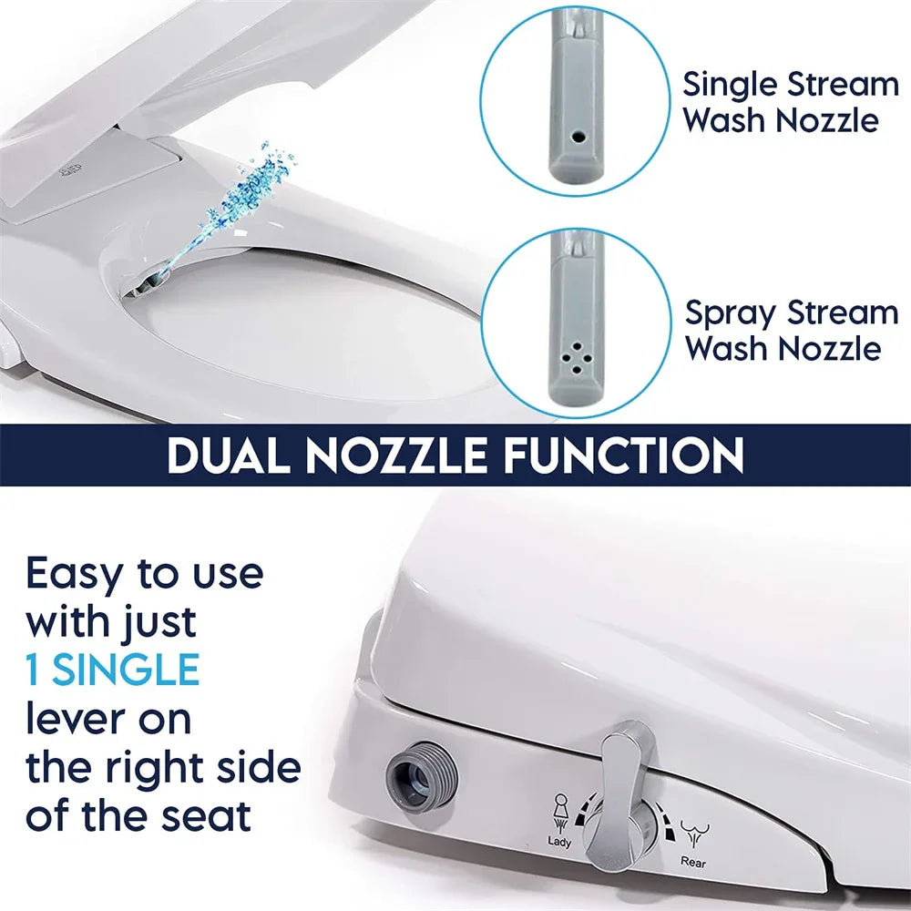 Non Electric Bidet Toilet Seat D Cover Bathroom Dual Nozzle Spray Water Wash - Mekamart Australia