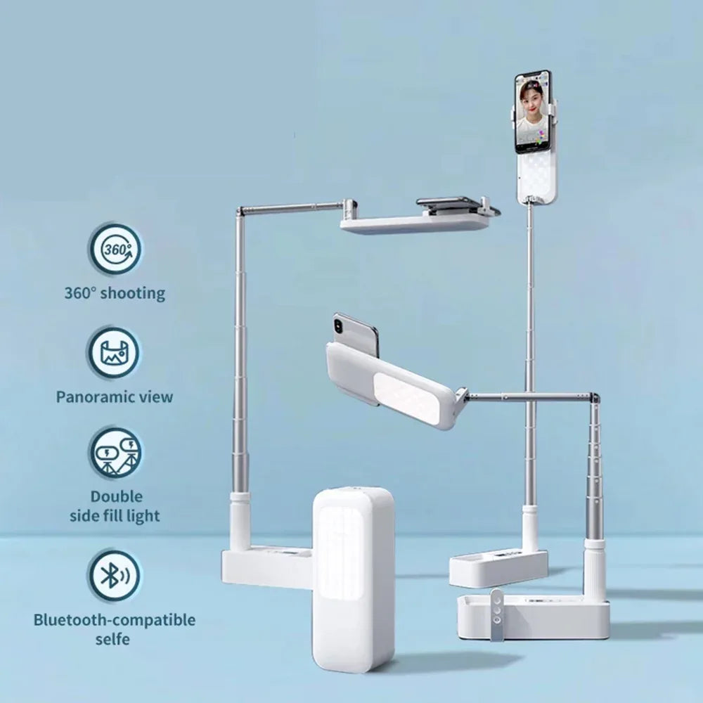 LED Portable Phone Holder Stand Wireless Remote Dimmable Selfie Fill Light Lamp White - Mekamart Australia