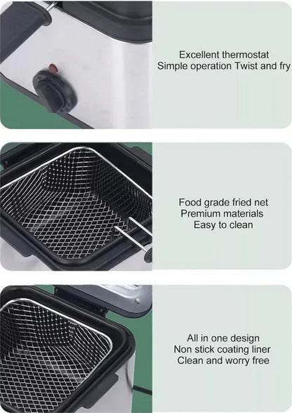 Electric Deep Fryer 2.5L French Frie Machine Oil Hot Pot Fried Chicken Grill - Mekamart Australia