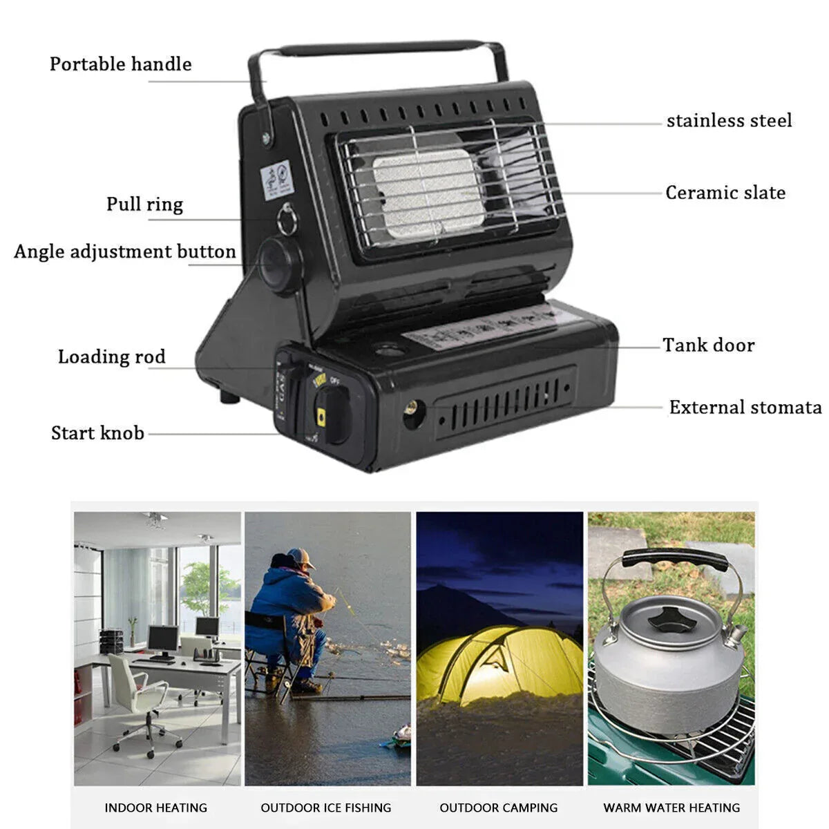 Portable Camping Gas Heater Outdoor Heating Stove Gas Baking Hunting Warmer AU black - Mekamart Australia