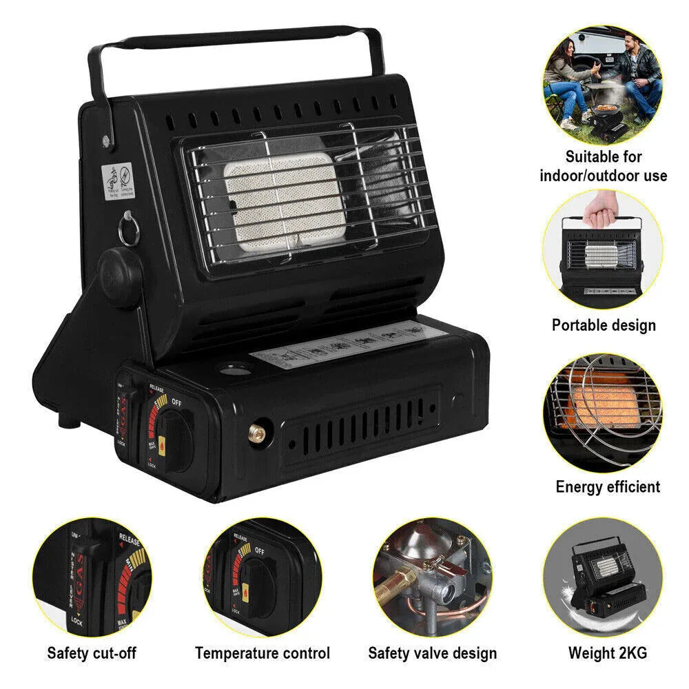 Portable Camping Gas Heater Outdoor Heating Stove Gas Baking Hunting Warmer AU black - Mekamart Australia