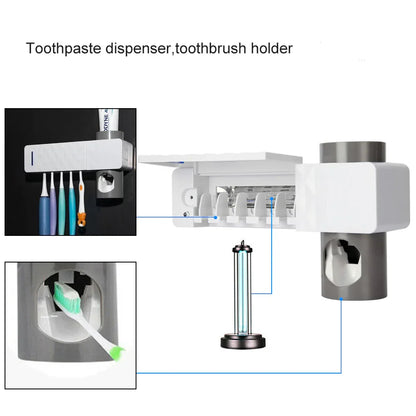UV Lamp Sterilizer Toothbrush Holder Bathroom Automatic Toothpaste Health Clean - Mekamart Australia