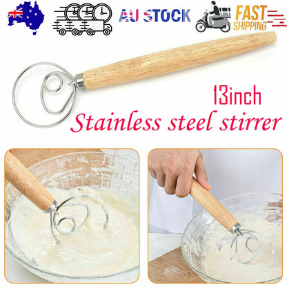 13 INCHES BAKING DOUGH STAINLESS STEEL LARGE WIRE WHISK MIXER BREAD COOKING TOOL - Mekamart Australia