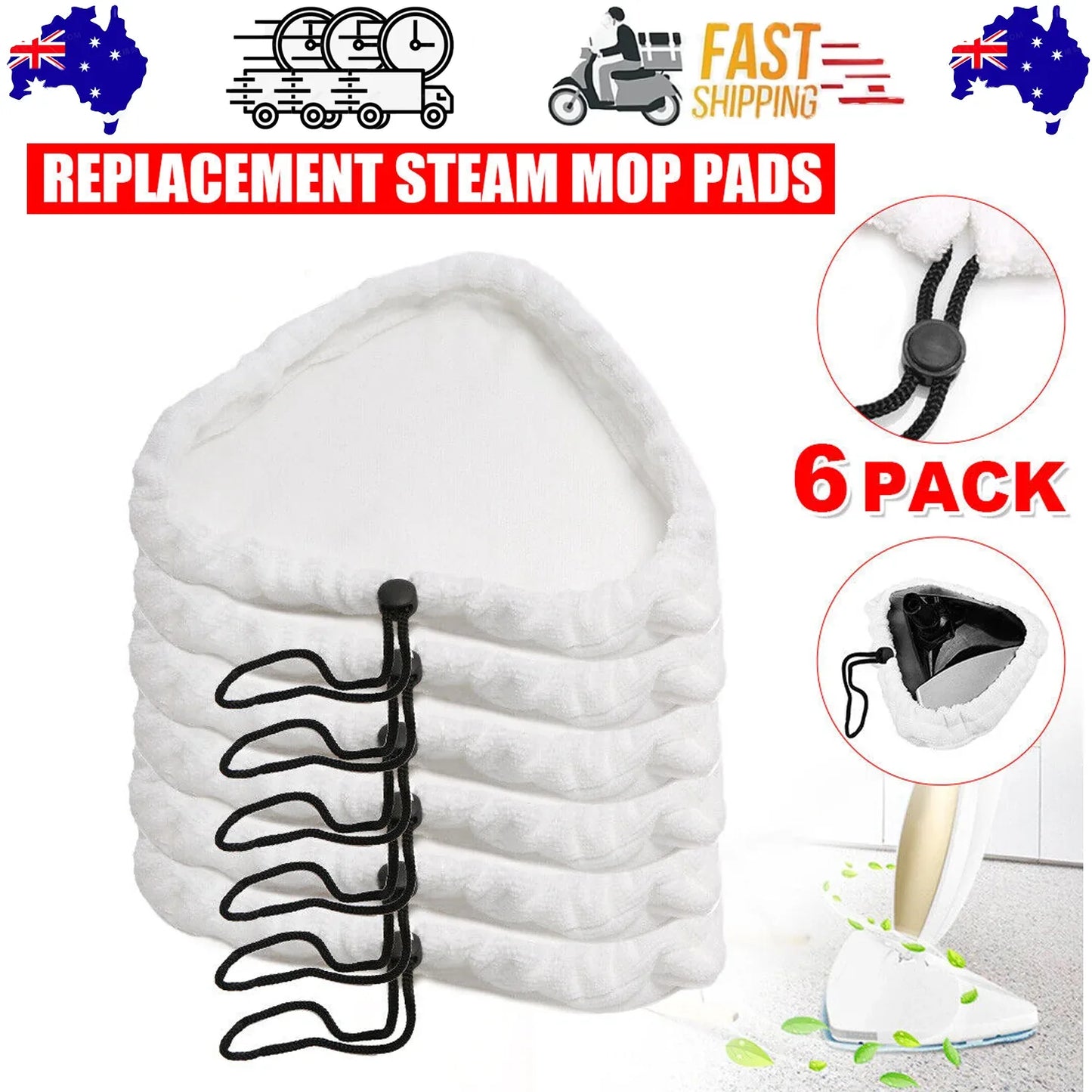 6PCS For H2O H20 Steam Mop Pads Replacement Reusable Washable Cloths Microfiber - Mekamart Australia