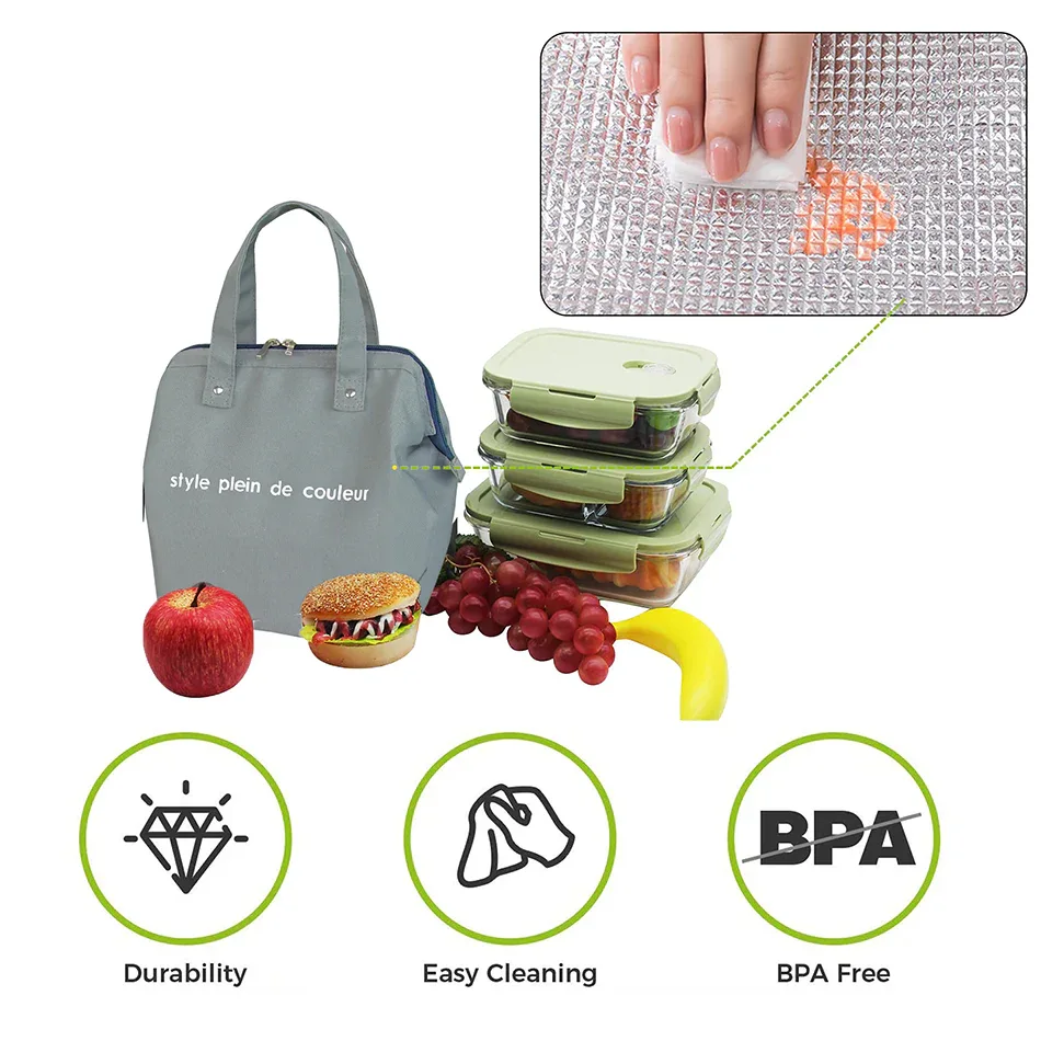 Insulated Thermal Cooler Lunch Bag Portable Picnic Storage Bag Pouch 22*14*25cm - Mekamart Australia