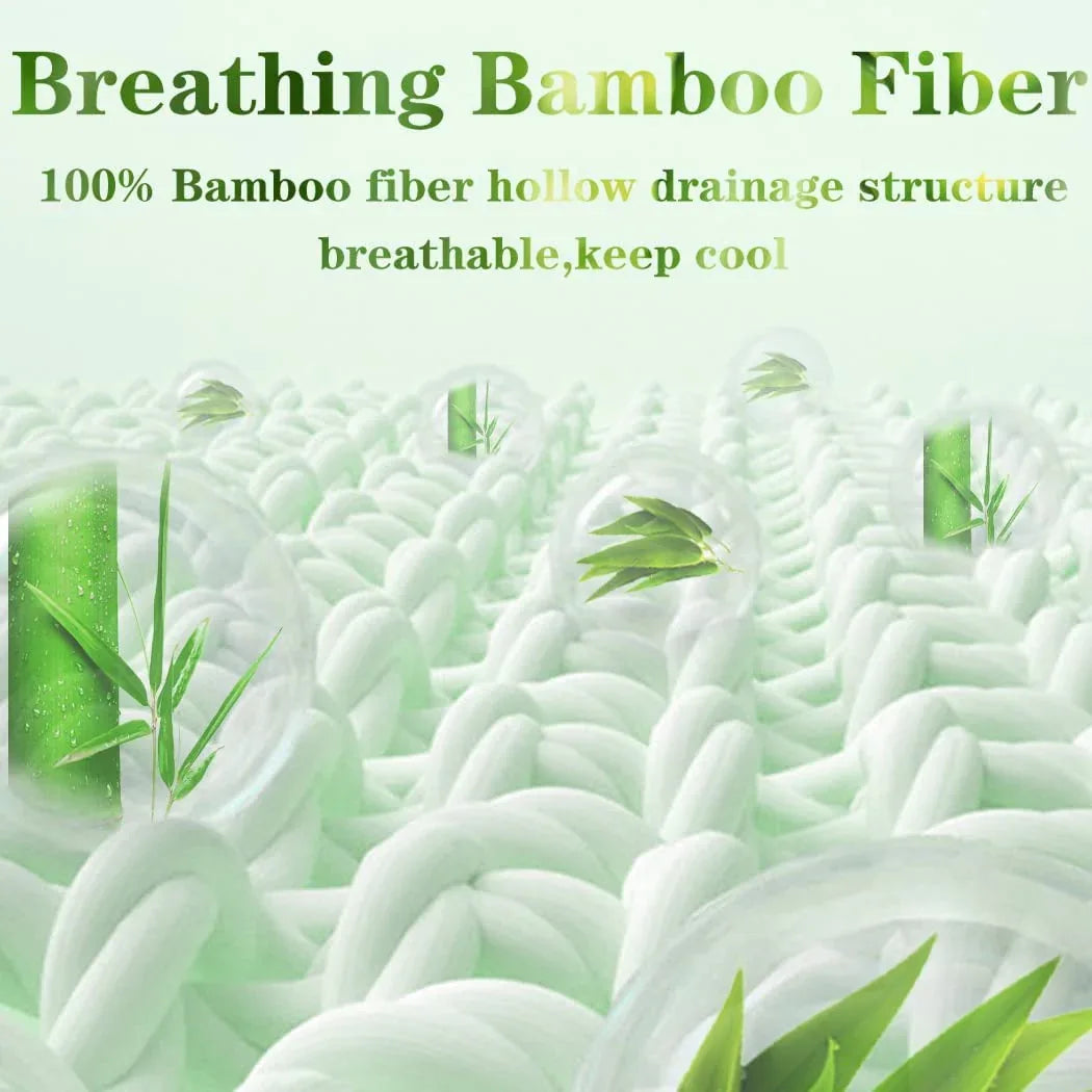 Bamboo Pillowtop Mattress Topper Luxury Bedding Mat Pad Protector Cover Queen 153 x 203 cm - Mekamart Australia