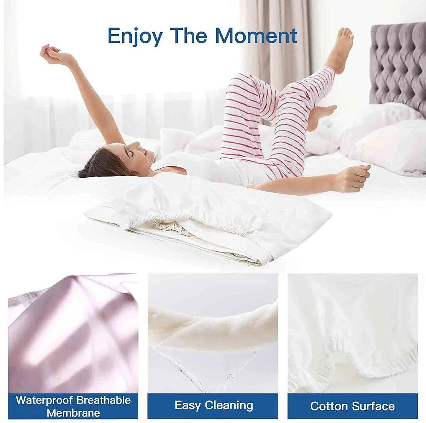 100% Terry Cotton Fitted Mattress Protector Waterproof King - Mekamart Australia