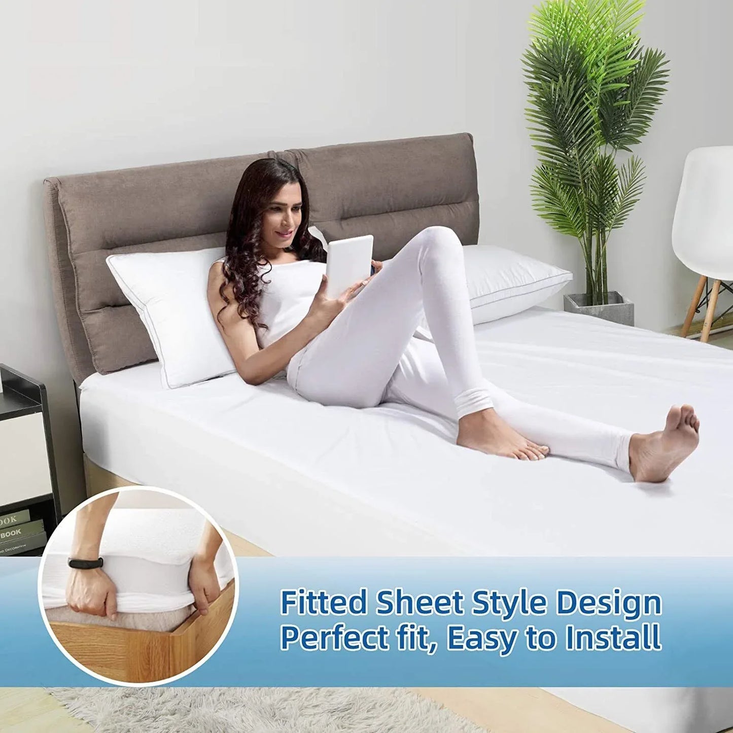 100% Terry Cotton Fitted Mattress Protector Waterproof Queen - Mekamart Australia