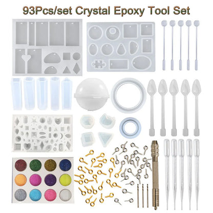 93Pcs/Set Resin Mold Epoxy Resin Mold Dropper Spoon Powder Set Kit Craft Tool - Mekamart Australia