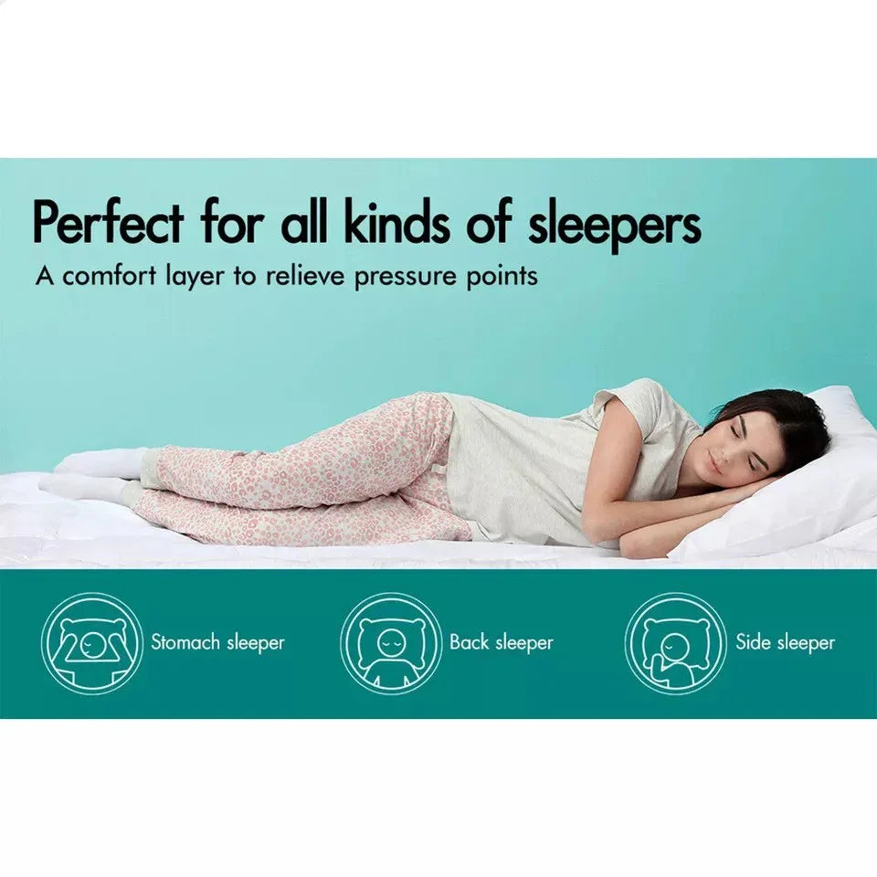 5CM Bedding Luxury Pillowtop Mattress Topper Mat Pad Antibacterial and dust mite-resistant Queen:153*203cm - Mekamart Australia