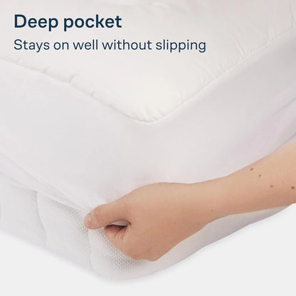 Luxury Mattress Topper Pillowtop Bedding Mat Pad Fitted Cover Underlay SINGLE - Mekamart Australia