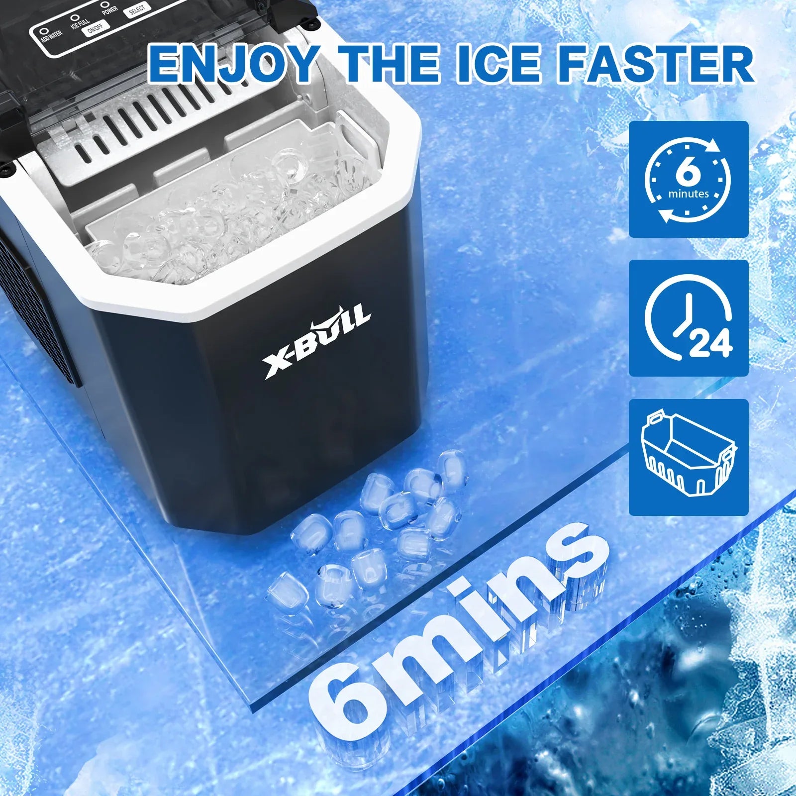X-BULL Ice Maker Machine Commercial Portable Ice Cube 2.2L Home Bar Benchtop Black - Mekamart Australia