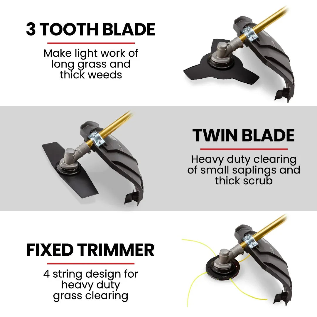 Baumr-AG 65CC Brushcutter Whipper Snipper Trimmer Brush Cutter Multi Pole Tool - Mekamart Australia