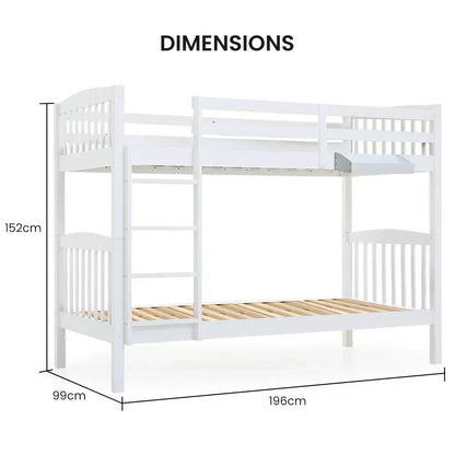 Kingston Slumber Wooden Kids Bunk Bed Frame, with Modular Design that can convert to 2 Single, White - Mekamart Australia