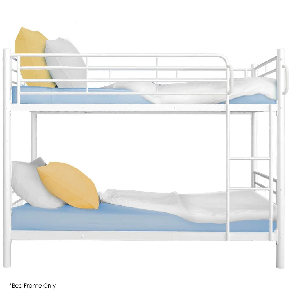 KINGSTON SLUMBER 2in1 Single Metal Bunk Bed Frame, with Modular Design, Matte White - Mekamart Australia