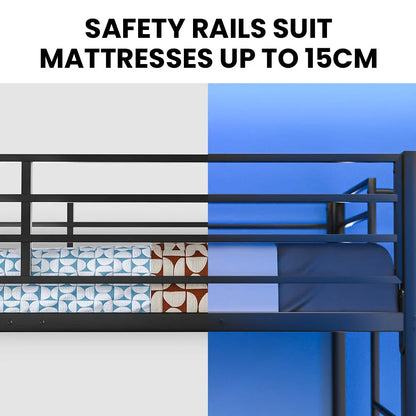 KINGSTON SLUMBER Single Loft Bed And Single Underbed, Multifunctional, Space Saving with Fixed Ladder, Matte Dark Grey - Mekamart Australia