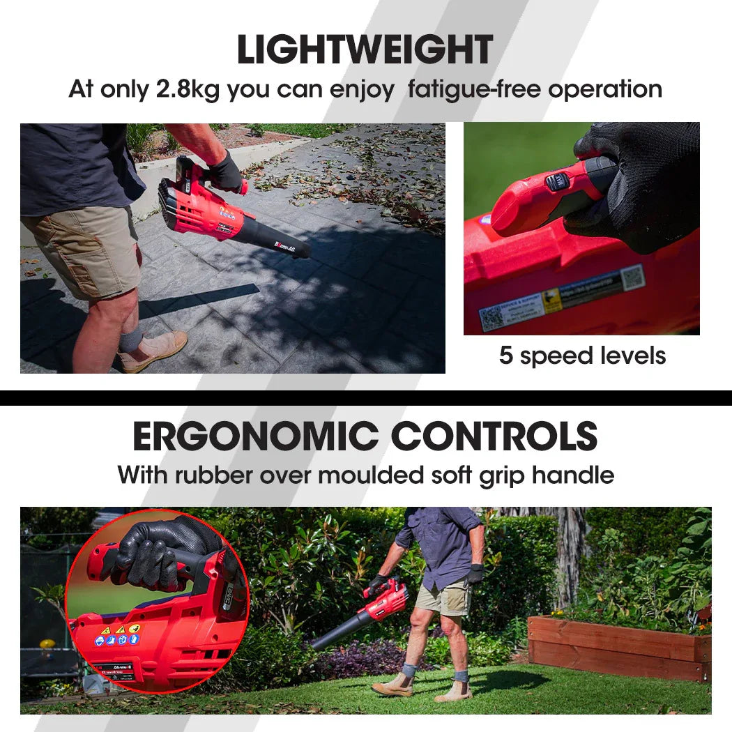 BAUMR-AG 20V Cordless Line Trimmer Electric Whipper Snipper & Leaf Blower Combo Kit Battery Charger - Mekamart Australia