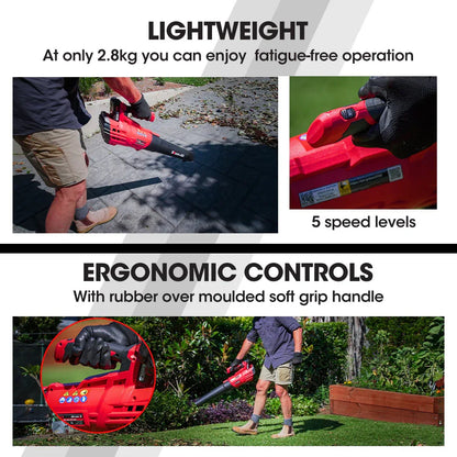 BAUMR-AG 20V Cordless Line Trimmer Electric Whipper Snipper & Leaf Blower Combo Kit Battery Charger - Mekamart Australia