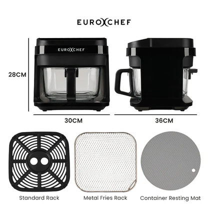 EUROCHEF 6.5L Air Fryer, Electric Digital Airfryer with Glass Container, Black - Mekamart Australia