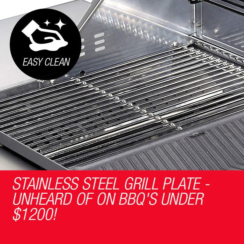 EuroGrille 5 Burner Outdoor BBQ Grill Barbeque Gas Stainless Steel Kitchen Commercial - Mekamart Australia