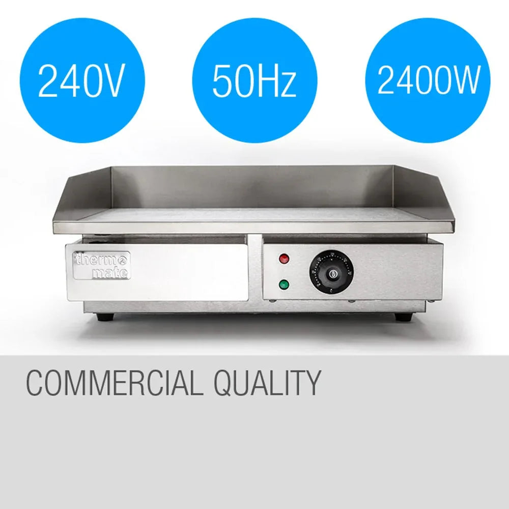 THERMOMATE Electric Griddle Grill BBQ Hot Plate Commercial Stainless Steel - Mekamart Australia