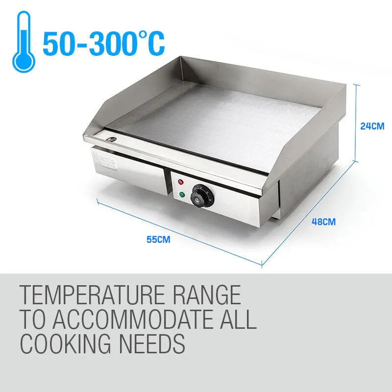 THERMOMATE Electric Griddle Grill BBQ Hot Plate Commercial Stainless Steel - Mekamart Australia