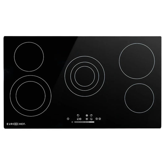 EuroChef 90cm 5 Zone Ceramic Cooktop, 8900W Electric, FlexiZone Adjustable Size Hobs, Touch Controls - Mekamart Australia