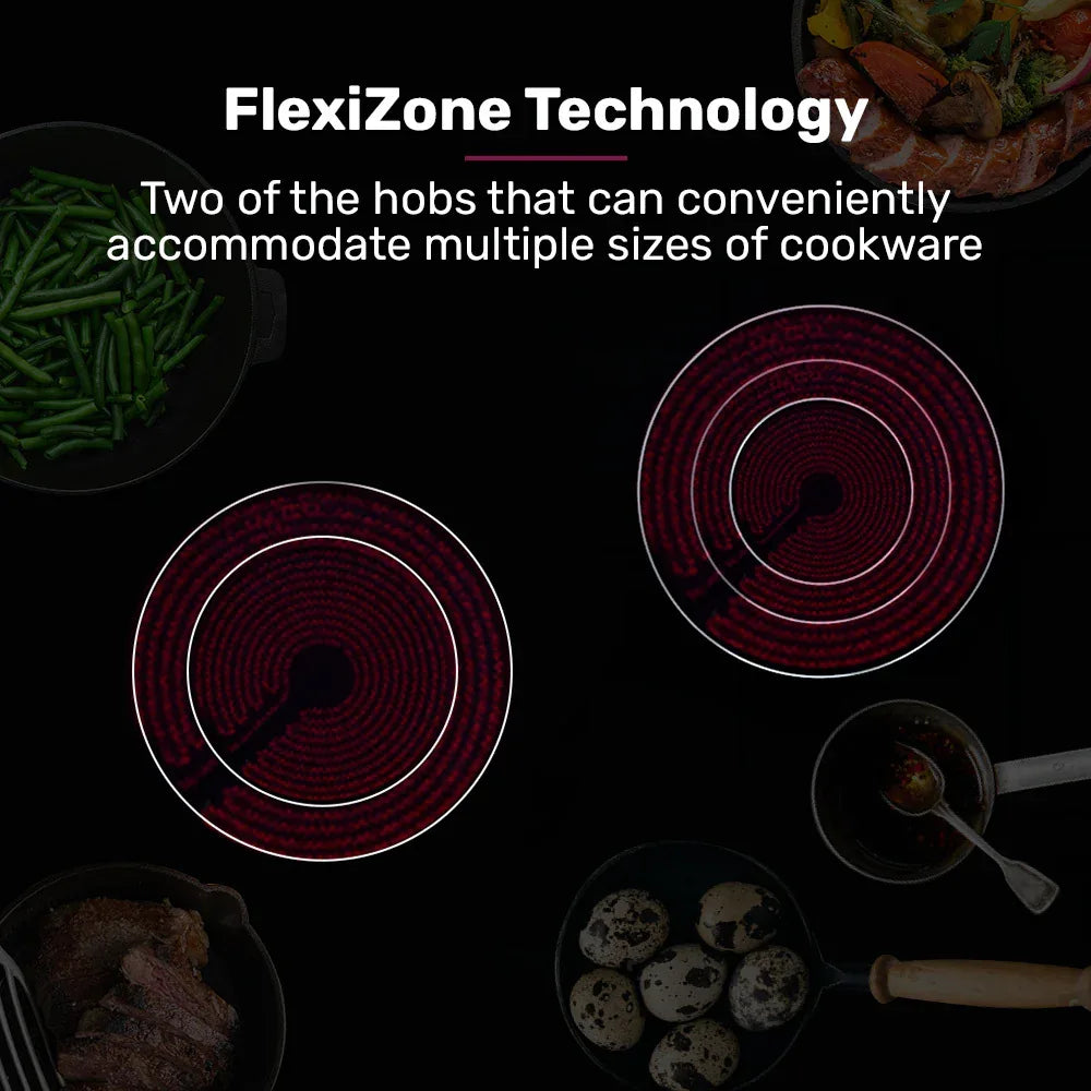 EuroChef 90cm 5 Zone Ceramic Cooktop, 8900W Electric, FlexiZone Adjustable Size Hobs, Touch Controls - Mekamart Australia